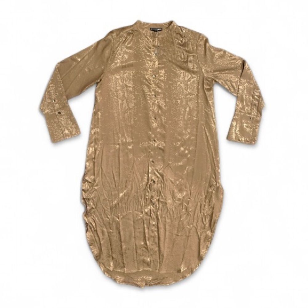 Adrienne Landau Onyx Satin Tunic Convertible Tunic Top Tan Snake Print - Picture 6 of 17